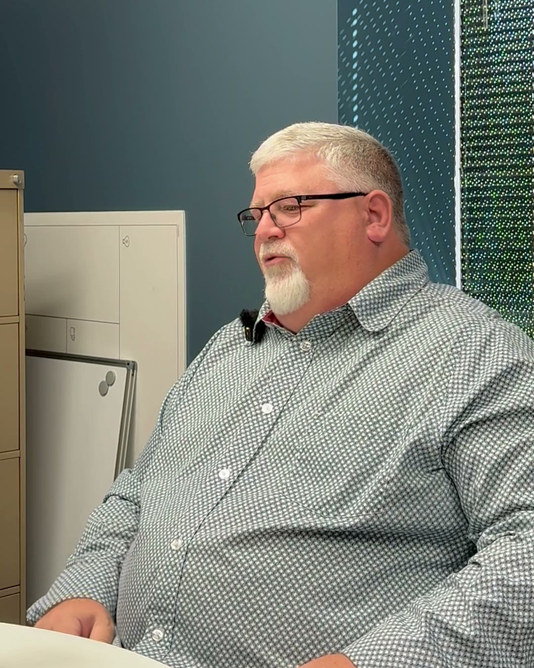 Bill Jurey talking about his work during an interview