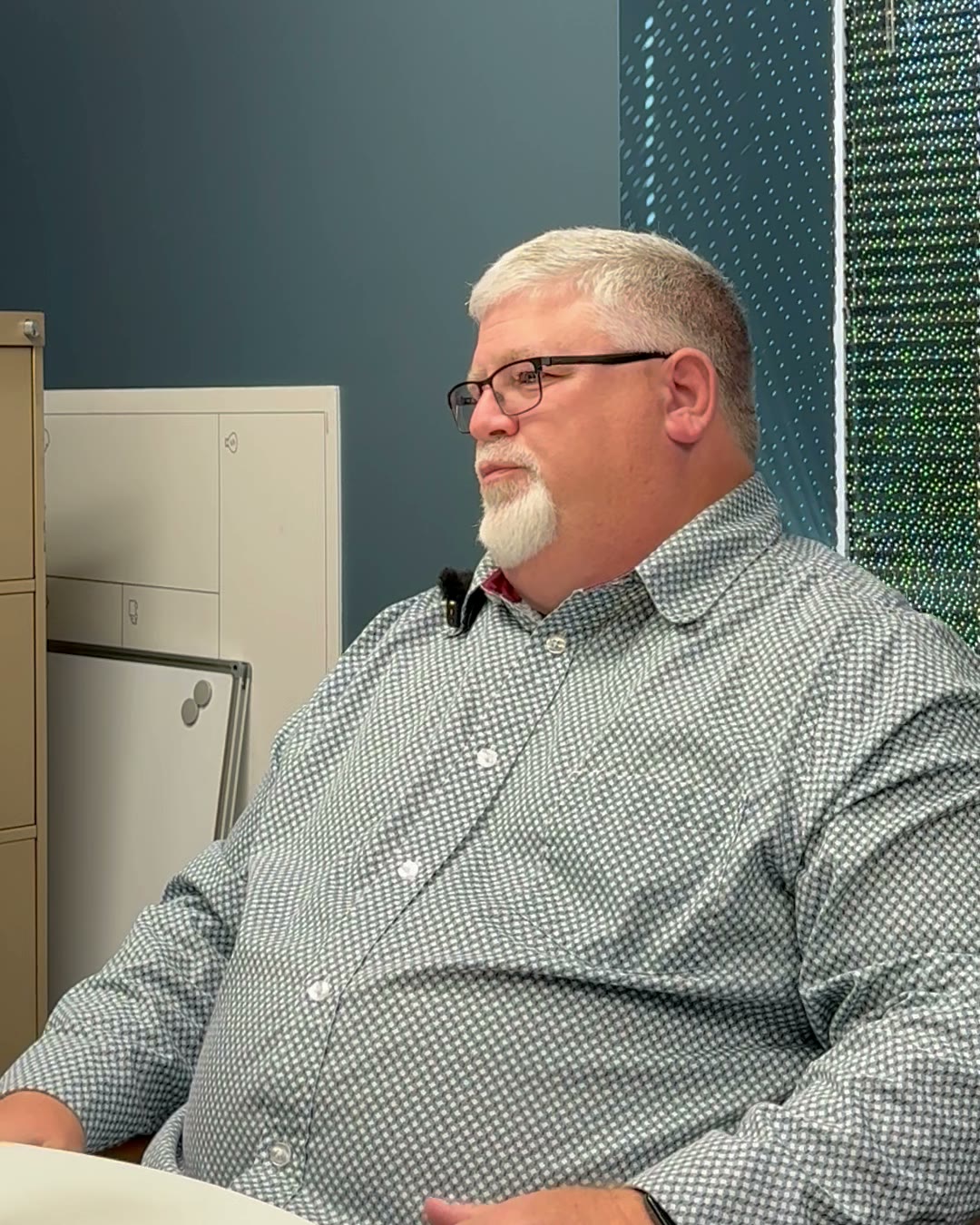 Bill Jurey talking about his work during an interview