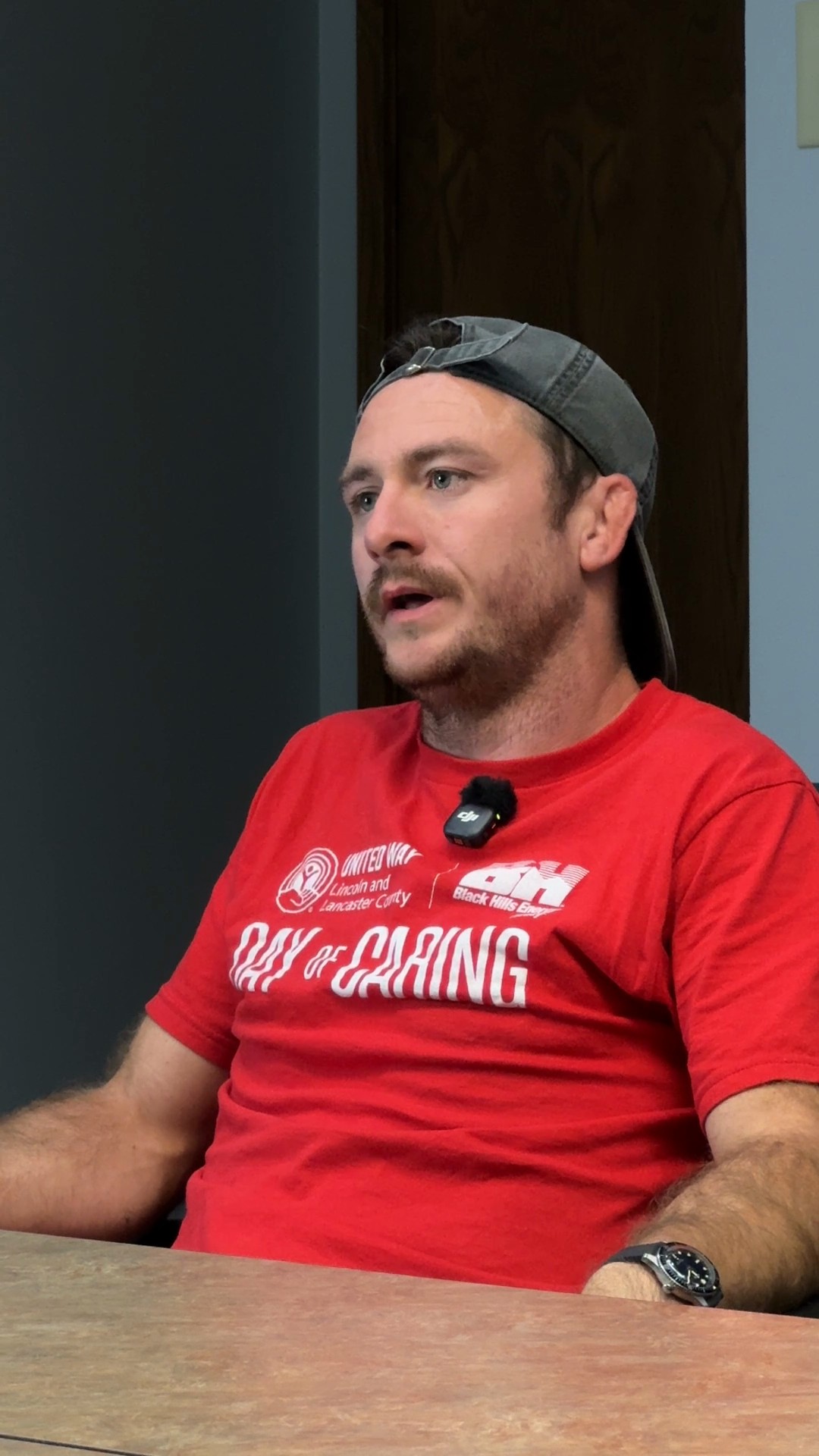 Still from Luke's interview about high-end tile installation.