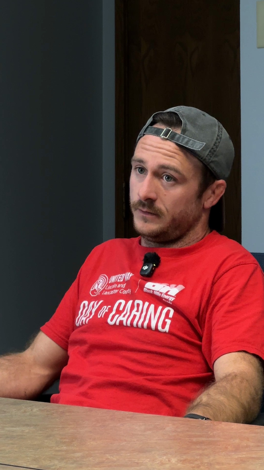 Still from Luke's interview about high-end tile installation.